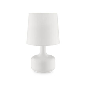 Table Lamp with Teardrop Metal Base and Fabric Shade, White