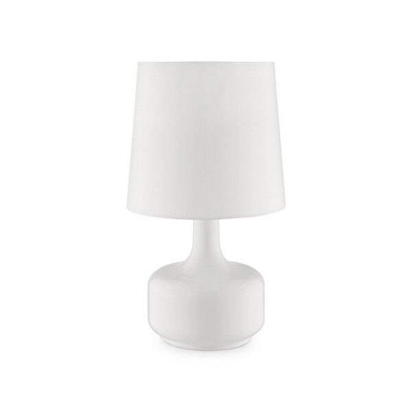 Table Lamp with Teardrop Metal Base and Fabric Shade, White