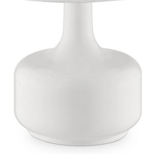 Table Lamp with Teardrop Metal Base and Fabric Shade, White