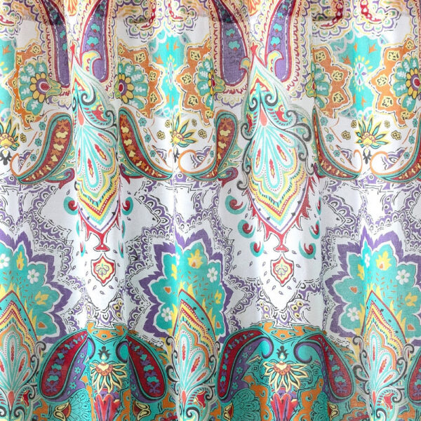 Vana 72 Inch Shower Curtain, Microfiber Fabric, Blue and Red Paisleys Print