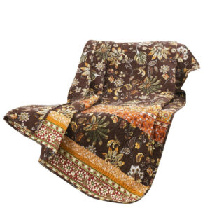 Athens 60 Inch Throw Blanket, Chocolate Brown Polyester, Jacobean Print