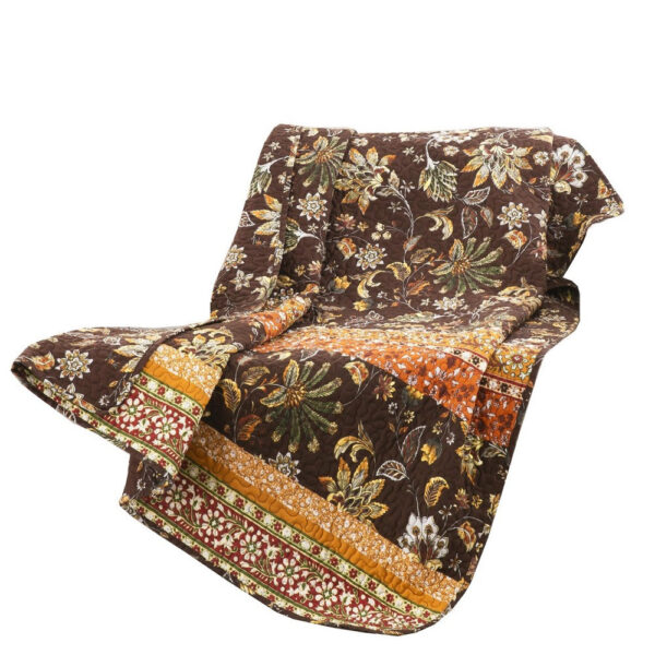 Athens 60 Inch Throw Blanket, Chocolate Brown Polyester, Jacobean Print