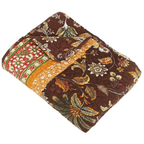 Athens 60 Inch Throw Blanket, Chocolate Brown Polyester, Jacobean Print