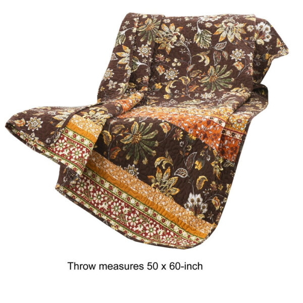 Athens 60 Inch Throw Blanket, Chocolate Brown Polyester, Jacobean Print