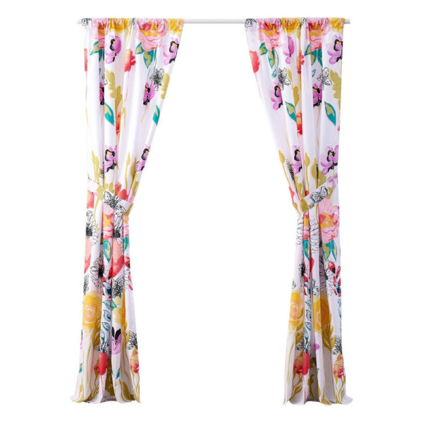 Minsk 84 Inch Window Panel Curtains, Bright Flower Patterns, Vibrant Colors