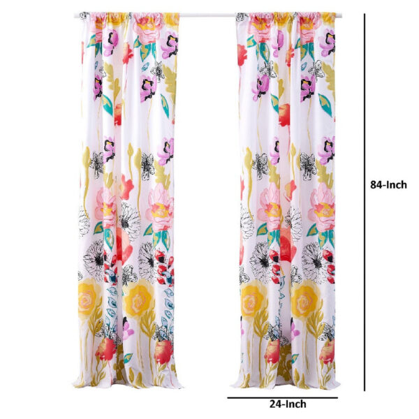 Minsk 84 Inch Window Panel Curtains, Bright Flower Patterns, Vibrant Colors