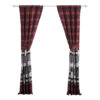 Sofia 84 Inch Bear Panel Curtains, Poly Microfiber, Red and Black Plaid