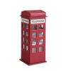 Telephone Booth Jewelry Box with 2 Drawers, Burgundy Red