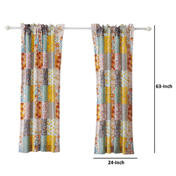 Turin 63 Inch Window Curtains, Brushed Microfiber, Multicolor Patchwork