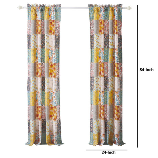Turin 84 Inch Window Curtains, Brushed Microfiber, Multicolor Patchwork