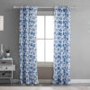 Riga 84 Inch Window Curtains, Blue Seashells Print, Microfiber, Rod Pockets