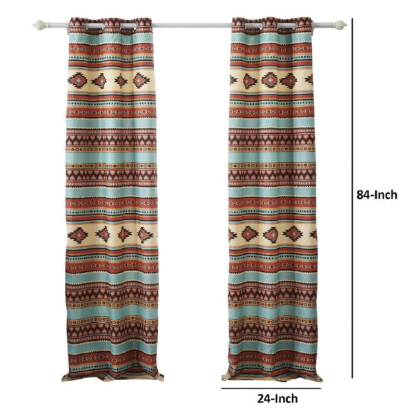 Tagus 84 Inch Window Curtains, Southwest Motifs, Grommets, Microfiber