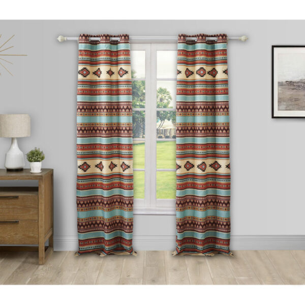 Tagus 84 Inch Window Curtains, Southwest Motifs, Grommets, Microfiber
