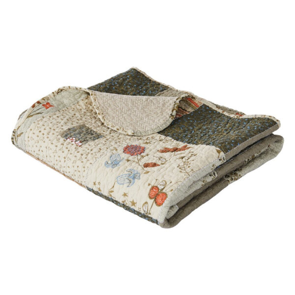 50 x 60 Cotton Quilted Throw Blanket with Fill, Wild Flowers, Multicolor