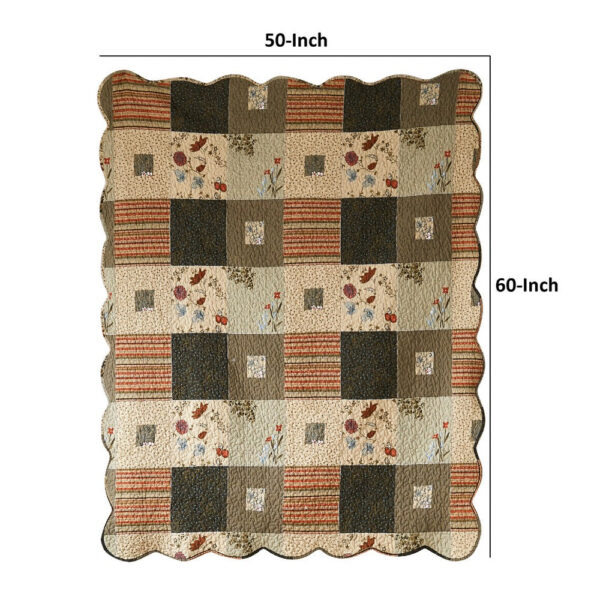 50 x 60 Cotton Quilted Throw Blanket with Fill, Wild Flowers, Multicolor