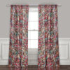 Burges 84 Inch Window Panel Curtain, Red and Pink Reed Print, Rod Pockets