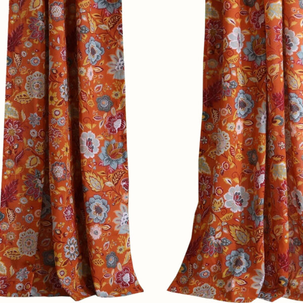 4 Piece Polyester Window Panel Set with Floral Print, Multicolor