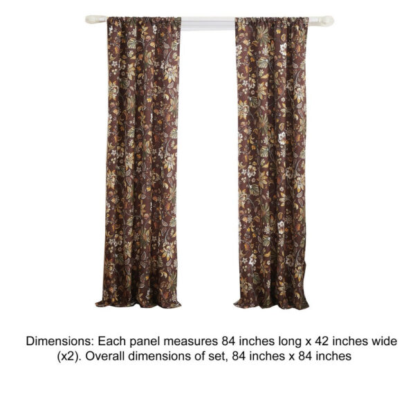 Athens 84 Inch Window Panel Curtain, Brown Microfiber Polyester, Jacobean
