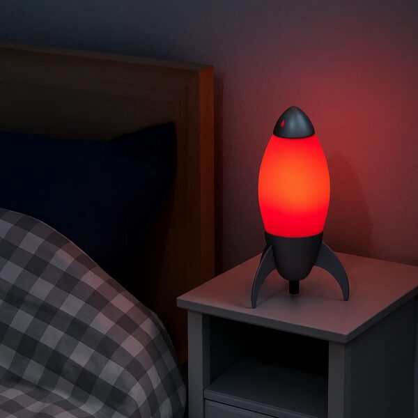 Kid Table Lamp with Rocket Design Silhouette, Red