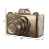 6 Inch Decorative Camera Table Top Accent, Distressed Gold Finish Ceramic