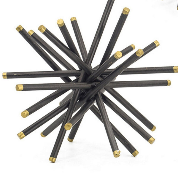 11, 8, 6 Inch Table Top Decorative Abstract Statuettes Set of 3, Black Gold