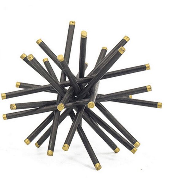 11, 8, 6 Inch Table Top Decorative Abstract Statuettes Set of 3, Black Gold