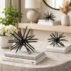 11, 8, 6 Inch Table Top Decorative Abstract Statuettes Set of 3, Black Gold