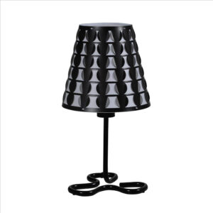 Plastic Shade Metal Table Lamp with Open Clover Base, Black