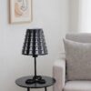 Plastic Shade Metal Table Lamp with Open Clover Base, Black