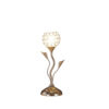 Metal Table Lamp with Floral Shade and Acrylic Crystals, Gold