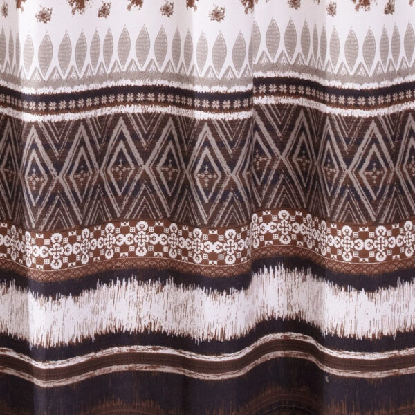 Roca 72 Inch Shower Curtain, Coffee Brown Striped Printing, Button Holes
