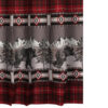 Sofia 72 Inch Bear Shower Curtain, Red and Black Plaid, Poly Microfiber