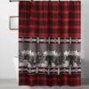 Sofia 72 Inch Bear Shower Curtain, Red and Black Plaid, Poly Microfiber