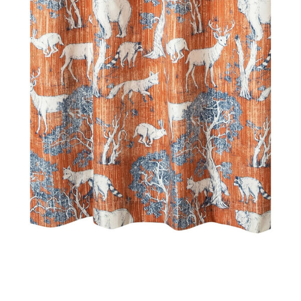 Gin 72 Inch Shower Curtain, Fun Deer and Bears Print, Orange Microfiber