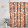 Gin 72 Inch Shower Curtain, Fun Deer and Bears Print, Orange Microfiber
