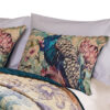 Ufa 36 Inch Quilted King Pillow Sham, Peacock Print, Vermicelli Stitching