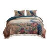 Ufa 36 Inch Quilted King Pillow Sham, Peacock Print, Vermicelli Stitching