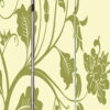 3 Panel Room Divider with Stems and Flower Pattern, Cream and Green