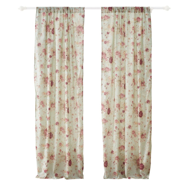 Rosle Set of 2 Window Curtains, Cotton, Antique Rose Print, Multicolor