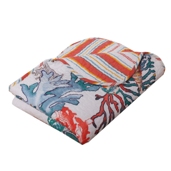 Wade 50 x 60 Quilted Throw Blanket with Fill, Corals and Seashells Design