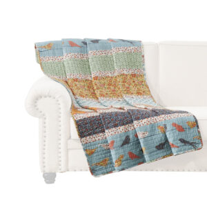 Nite 50 x 60 Quilted Throw Blanket with Fill, Floral, Striped, Multicolor