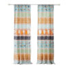 Nite Set of 2 Microfiber Window Curtains, Floral and Striped, Multicolor