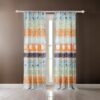 Nite Set of 2 Microfiber Window Curtains, Floral and Striped, Multicolor