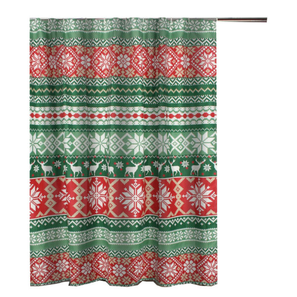 Live 72 x 72 Inch Microfiber Shower Curtains, Festive Winter Print