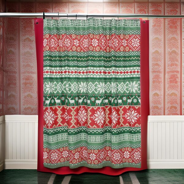 Live 72 x 72 Inch Microfiber Shower Curtains, Festive Winter Print