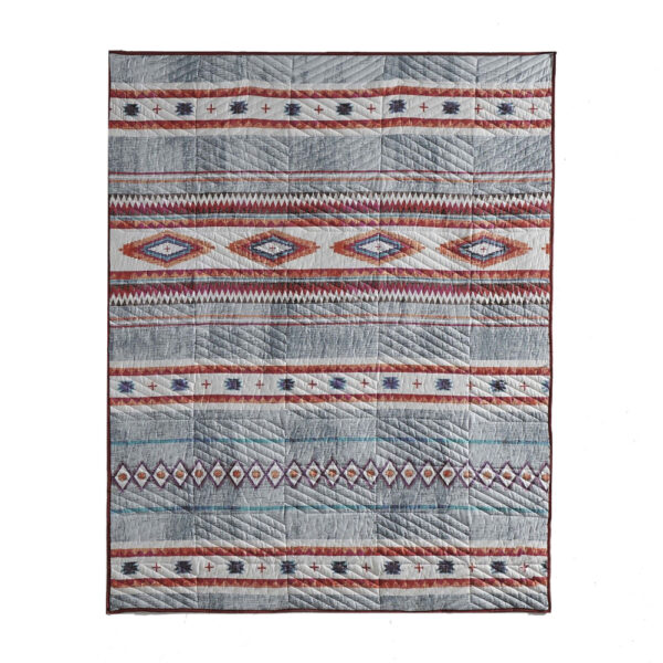 Pimi 50 x 60 Quilted Throw Blanket, Polyester Fill, Southwest Boho Style