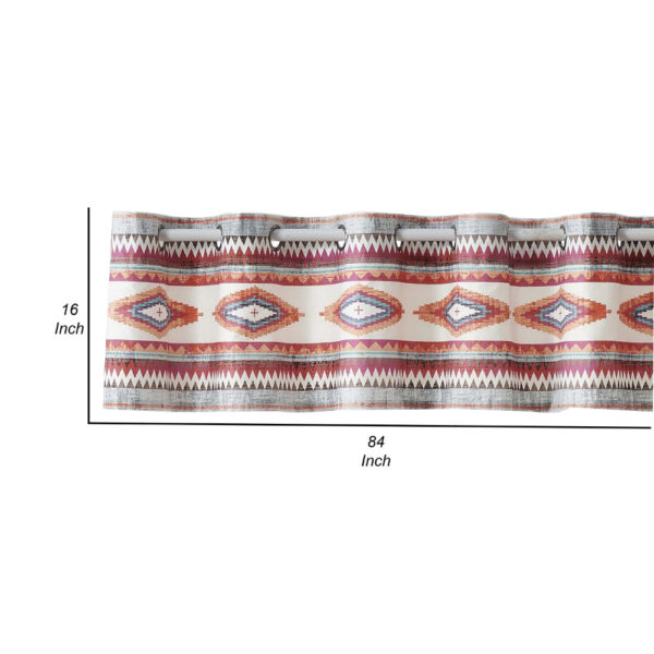 Pimi 16 x 84 Window Valance, Metallic Grommet, Southwest Print, Bronze