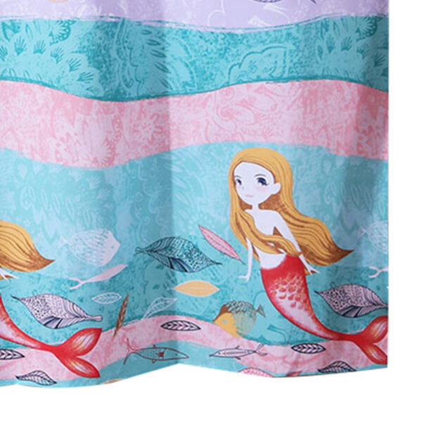 Wini 72 x 72 Inch Shower Curtain, Mermaid Print, Blue, Pink Polyester
