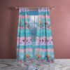 Wini 4 Piece Window Curtain Panel Set, Mermaid Design, Pink, Blue Polyester