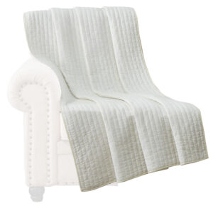 Xumi 50 x 60 Inch Quilted Throw Blanket, Channel Quilting, Antique White